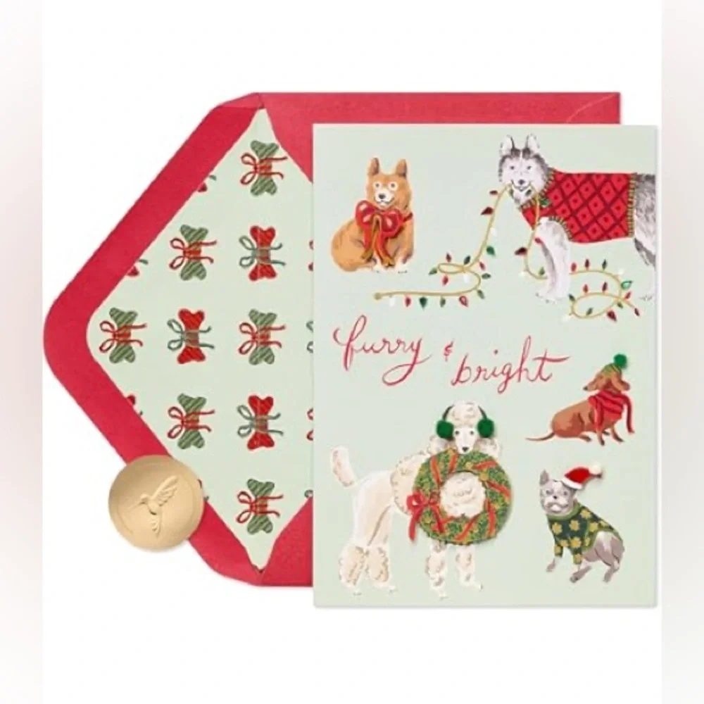 🆕Papyrus “Furry & Bright” Christmas Greeting Card